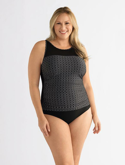 Plus Size Black and White Swimsuit