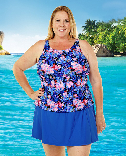 Blue Plus Size Swimsuit